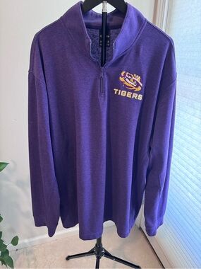 Captivating LSU tigers Purple & Gold Half-Zip Sweatshirt XXL